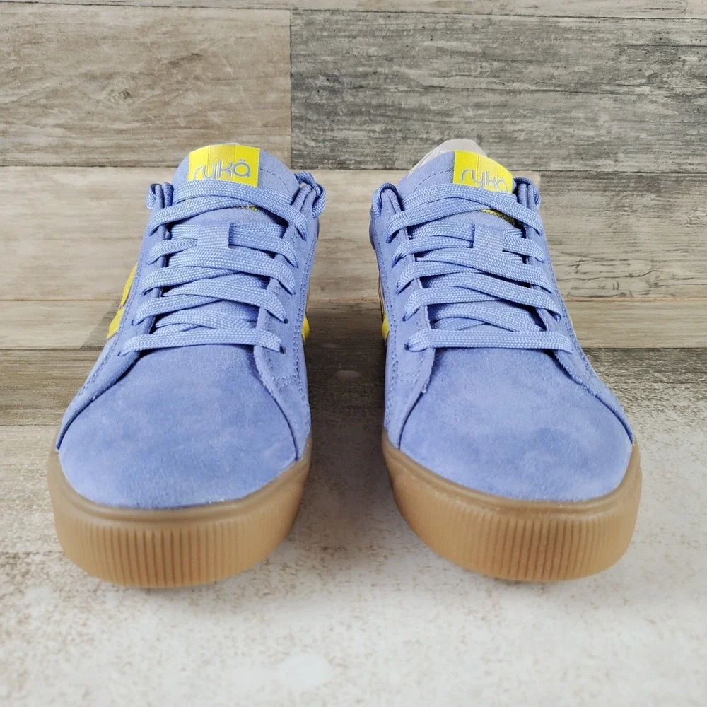 Ryka Viv Next Womens Shoes Sz 6.5 M Running Blue Yellow Suede Lace Up Sneakers